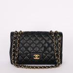 Chanel Jumbo Classic Single Flap Black Caviar 24K GP