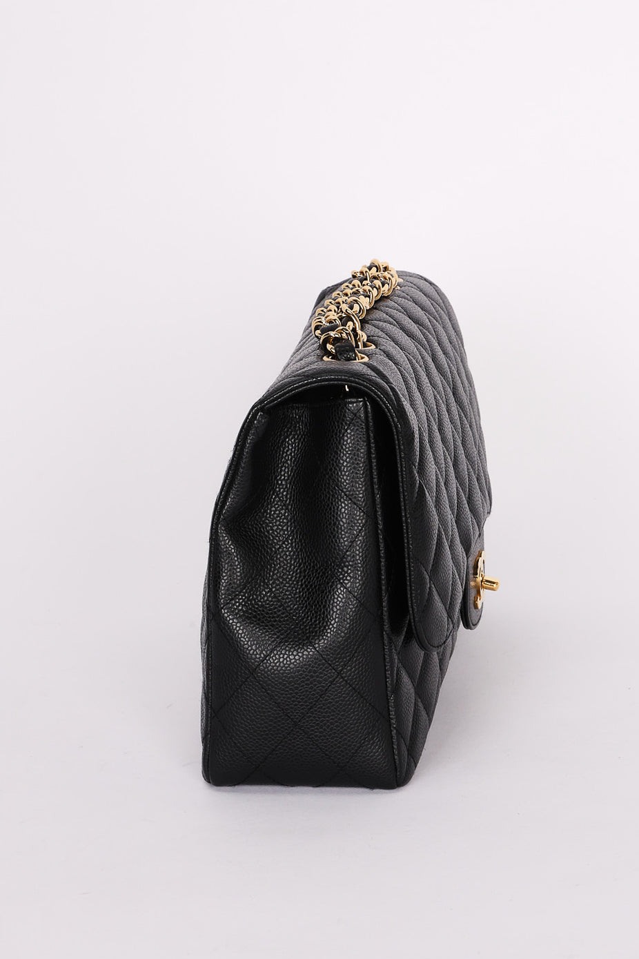Chanel Jumbo Classic Single Flap Black Caviar 24K GP