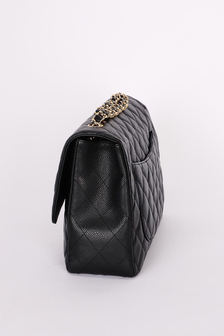 Chanel Jumbo Classic Single Flap Black Caviar 24K GP