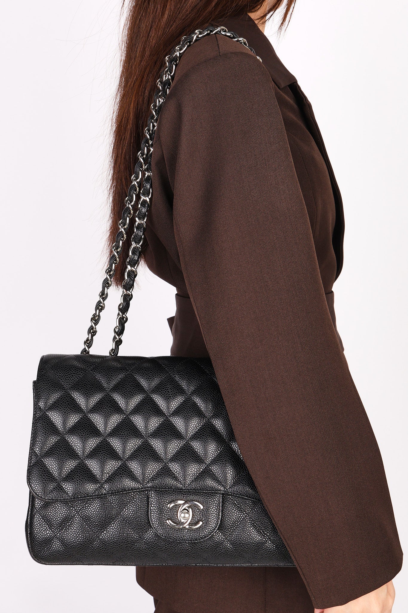Chanel Jumbo Classic Single Flap Black Caviar SHW