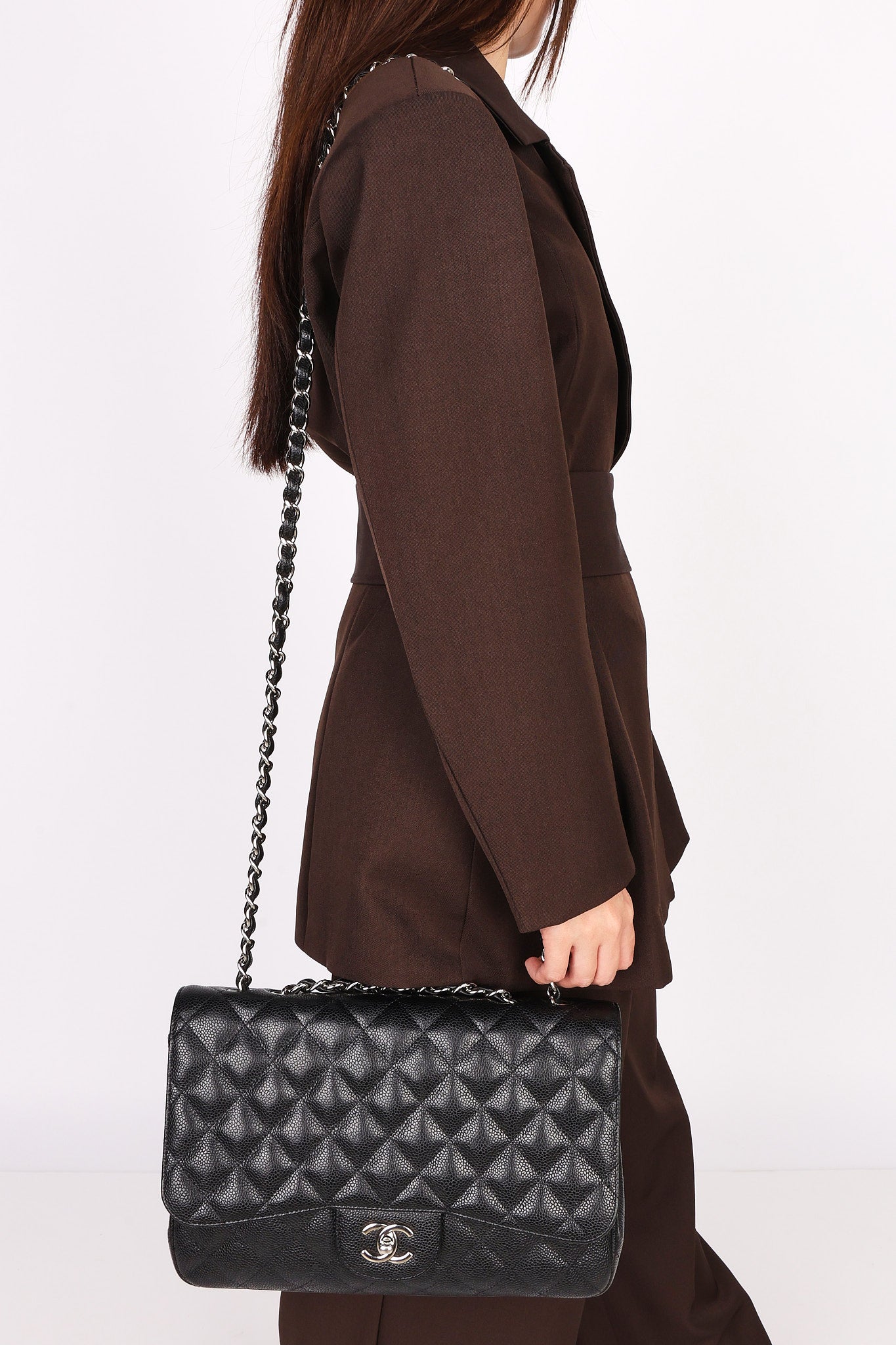 Chanel Jumbo Classic Single Flap Black Caviar SHW