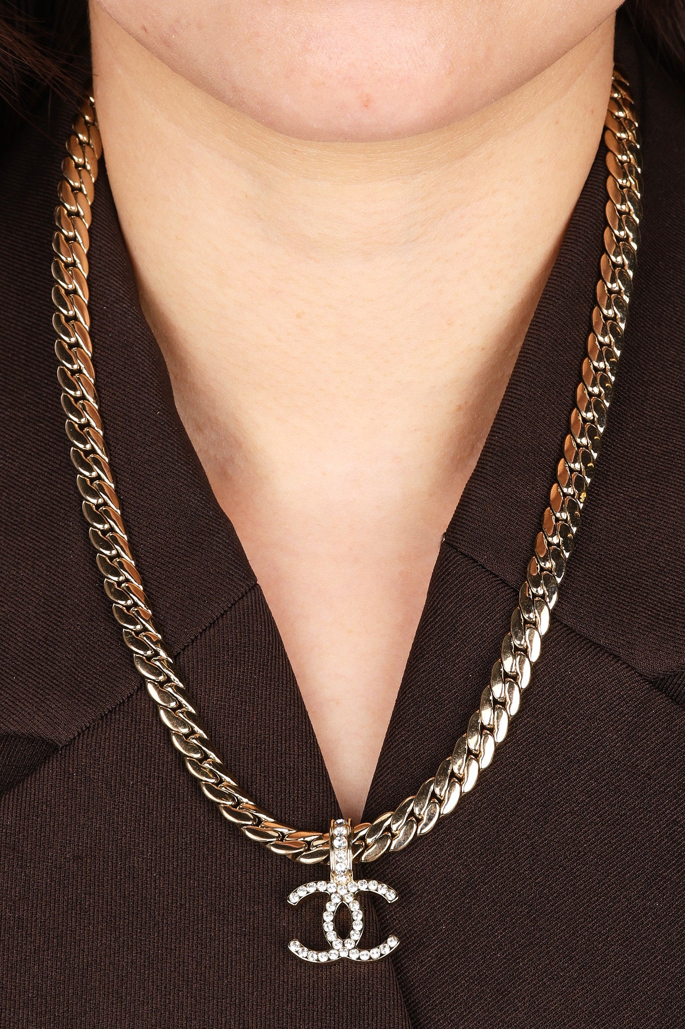 Chanel 2024 Cuban Link Crystal CC Necklace
