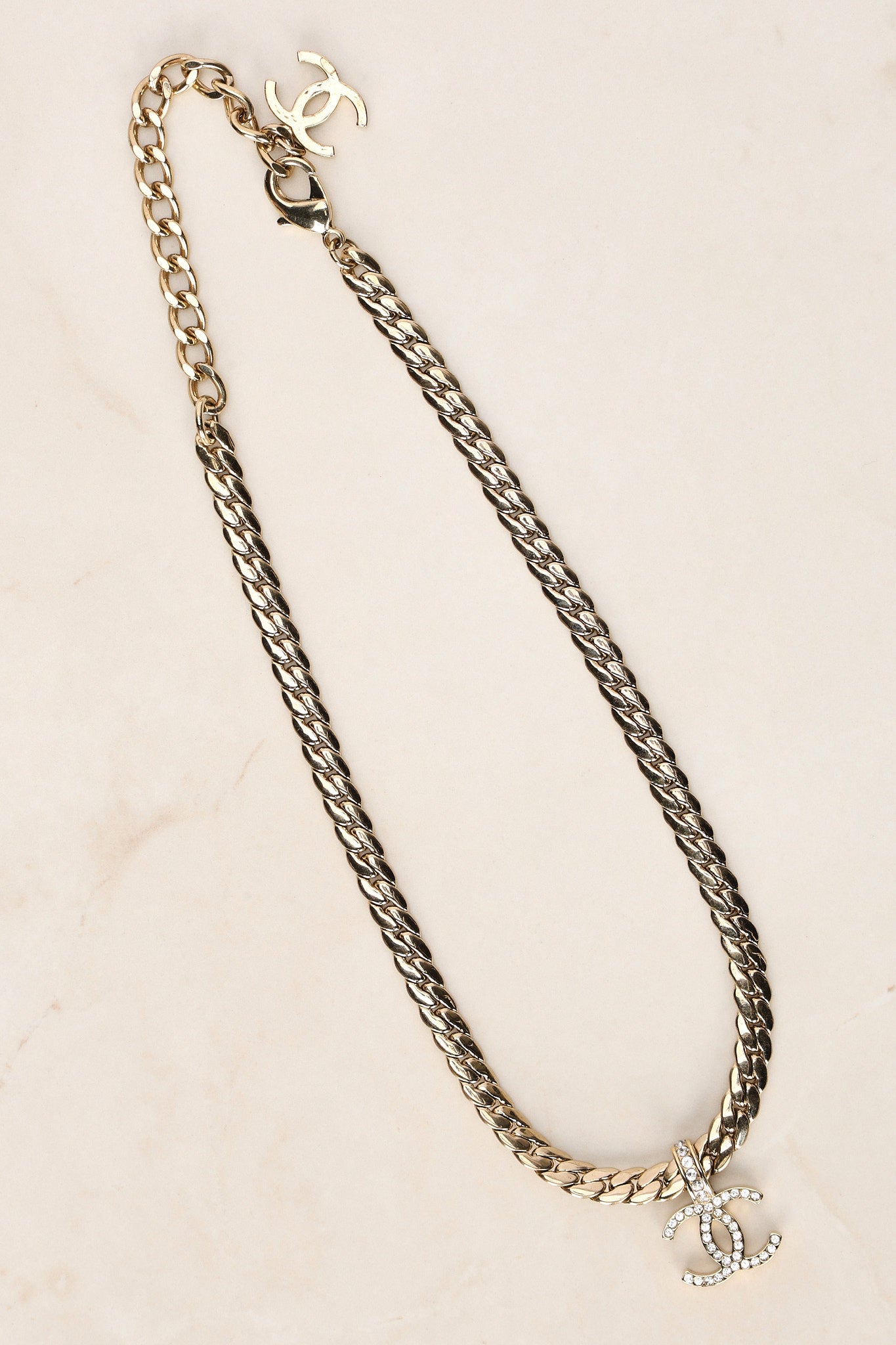 Chanel 2024 Cuban Link Crystal CC Necklace