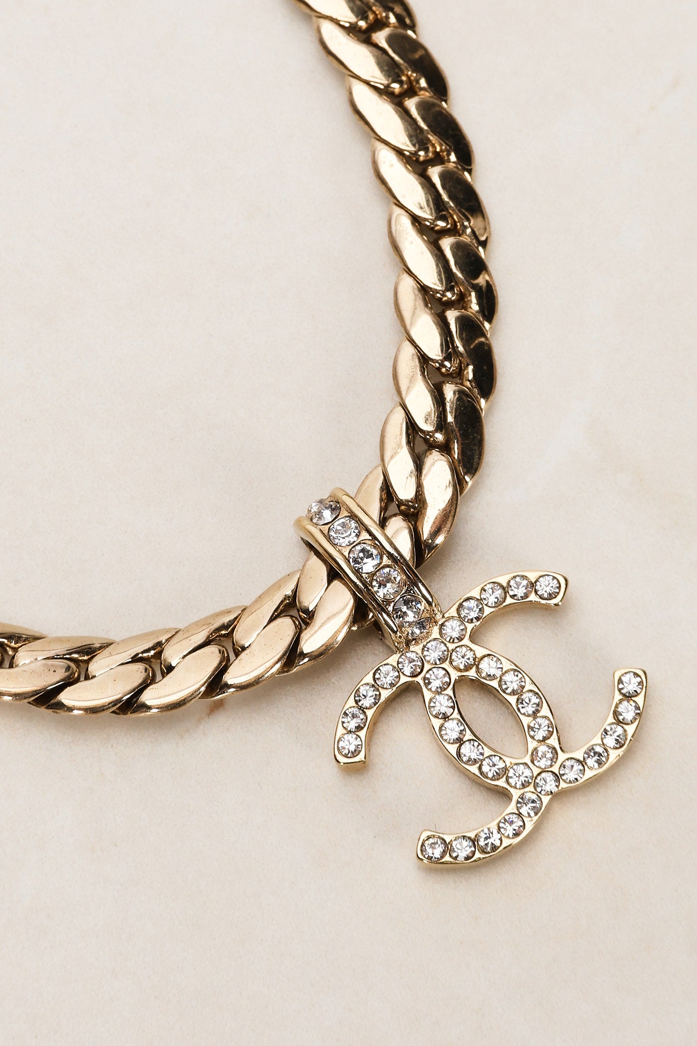 Chanel 2024 Cuban Link Crystal CC Necklace