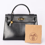 Hermès Kelly 32 Noir Box GHW