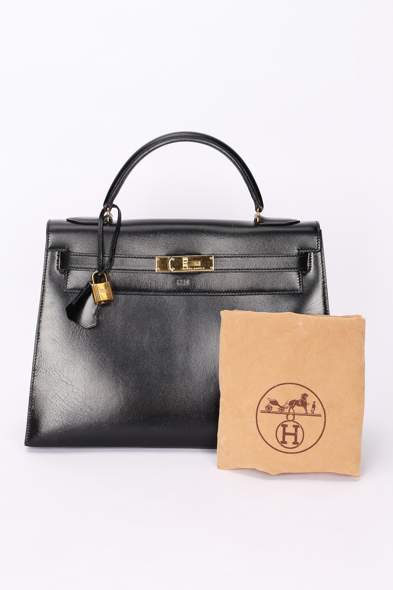 Hermès Kelly 32 Noir Box GHW