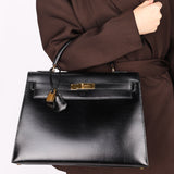 Hermès Kelly 32 Noir Box GHW