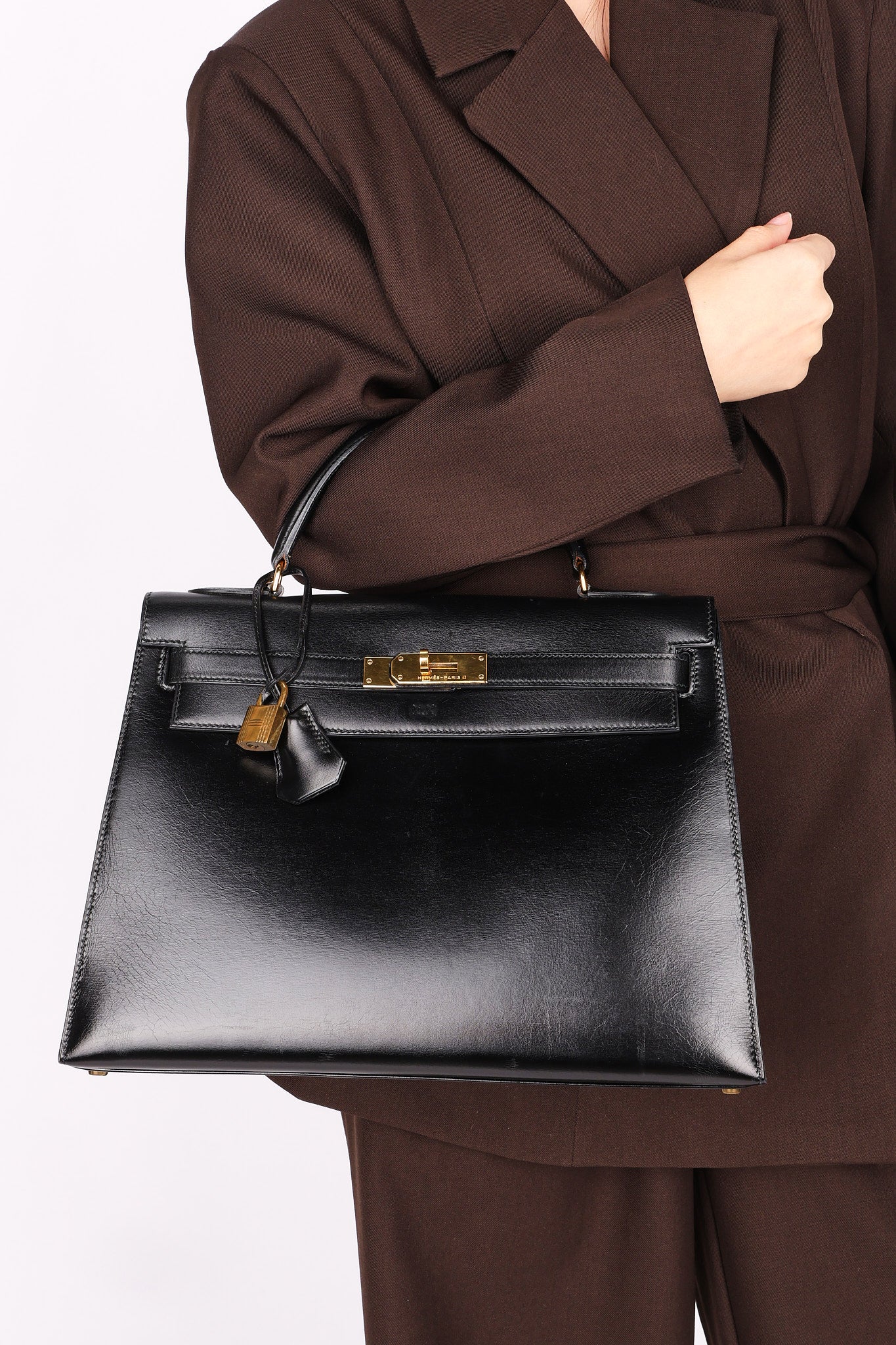 Hermès Kelly 32 Noir Box GHW