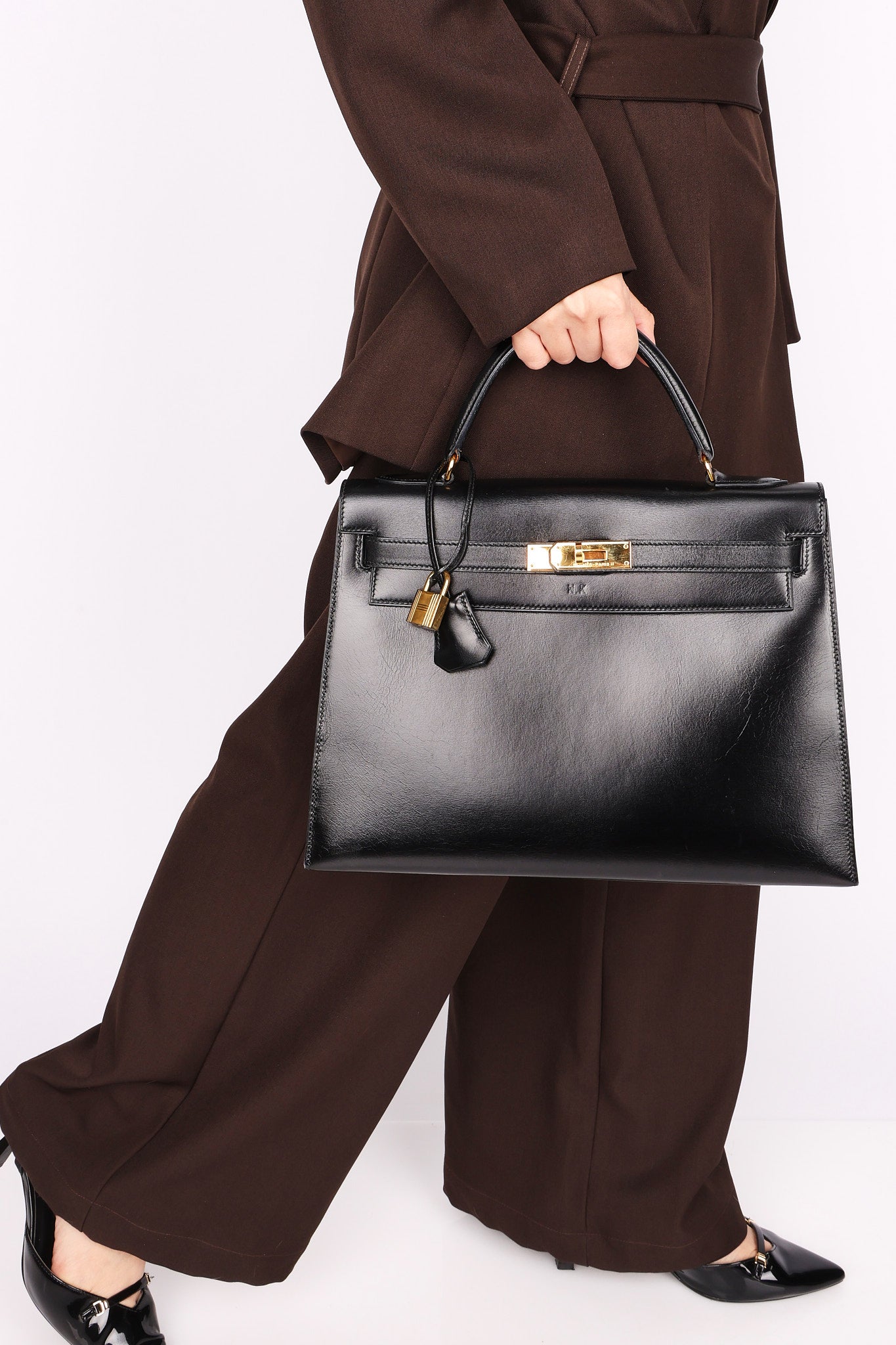 Hermès Kelly 32 Noir Box GHW