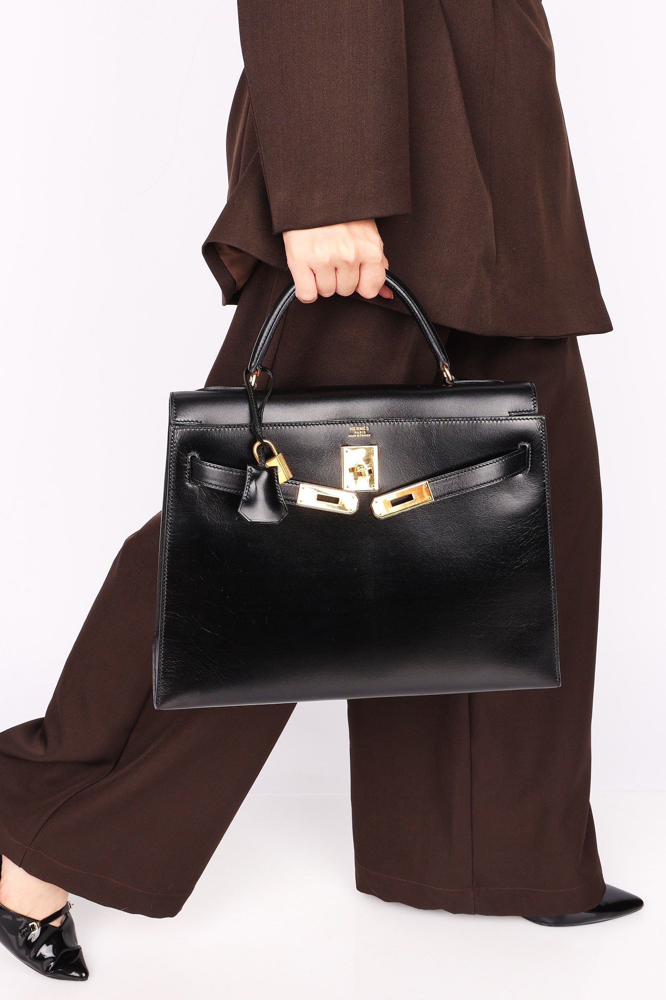 Hermès Kelly 32 Noir Box GHW
