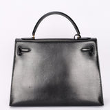 Hermès Kelly 32 Noir Box GHW
