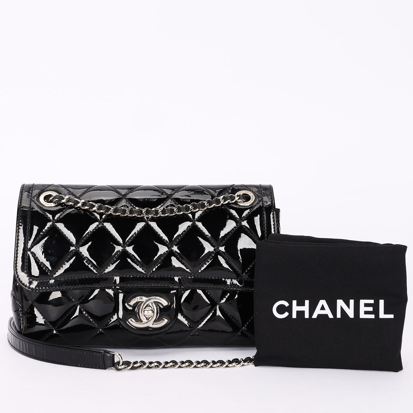 Chanel Small Coco Shine Flap Black Patent SHW