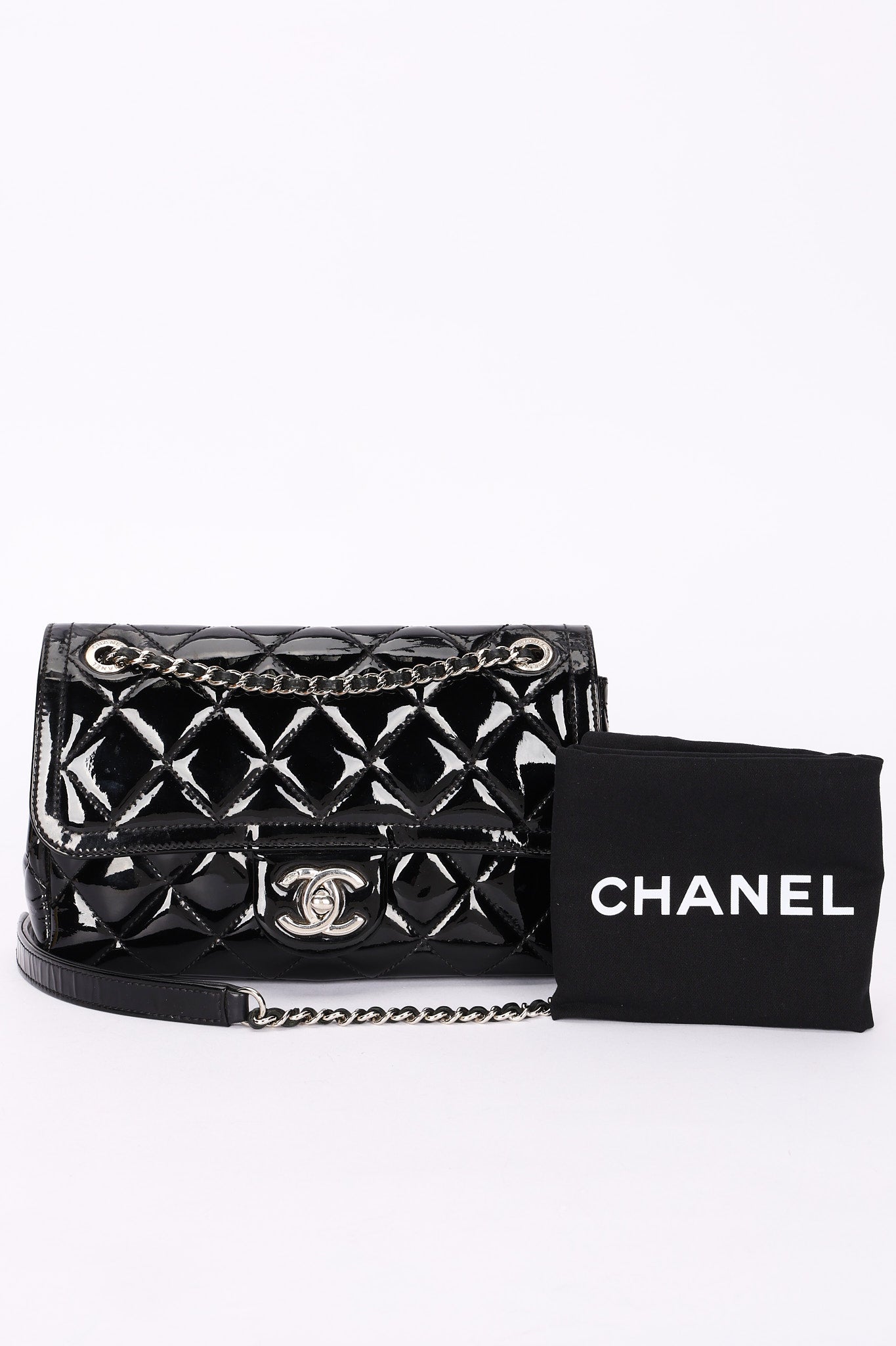 Chanel Small Coco Shine Flap Black Patent SHW