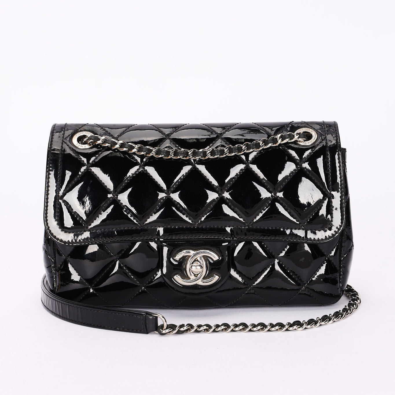 Chanel Small Coco Shine Flap Black Patent SHW