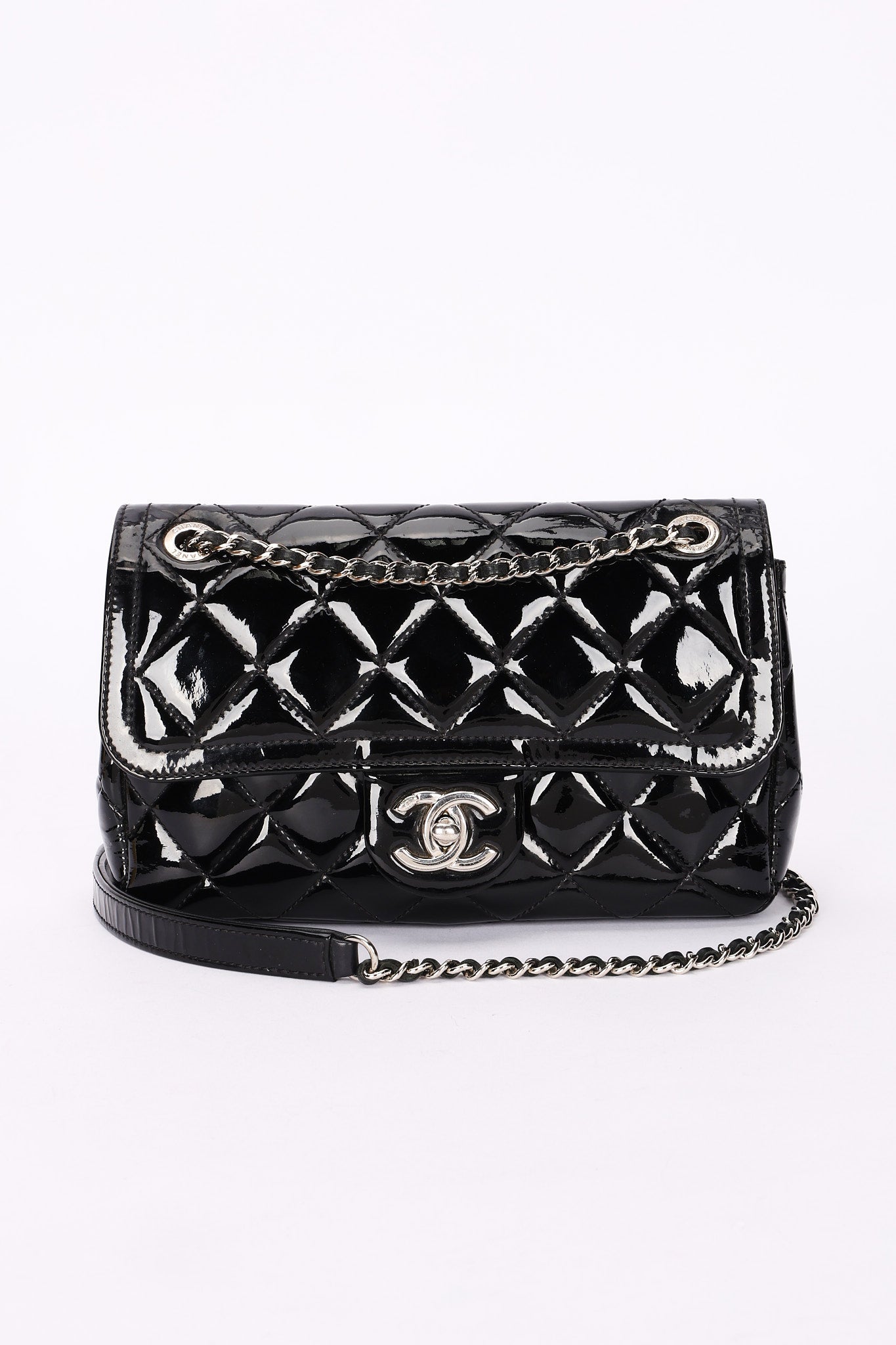 Chanel Small Coco Shine Flap Black Patent SHW