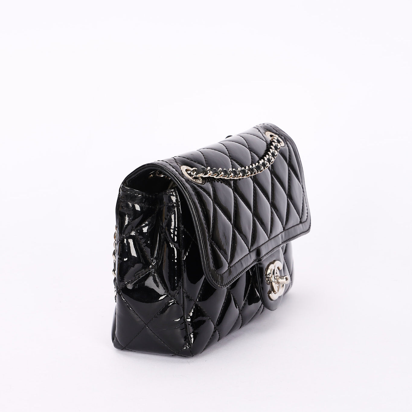 Chanel Small Coco Shine Flap Black Patent SHW