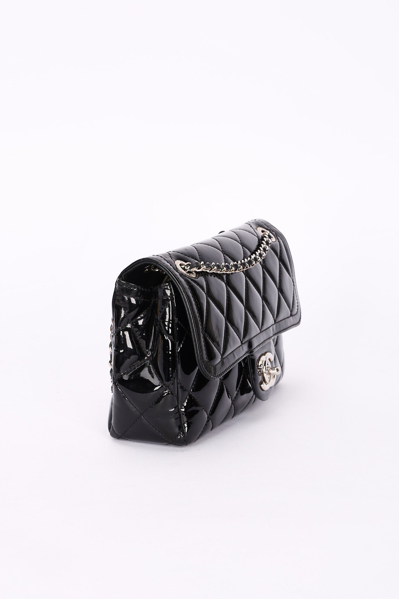 Chanel Small Coco Shine Flap Black Patent SHW