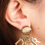 Dior Letter Logo Crystal Clip-On Earrings