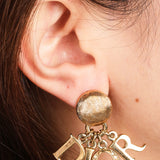 Dior Letter Logo Crystal Clip-On Earrings