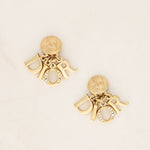 Dior Letter Logo Crystal Clip-On Earrings