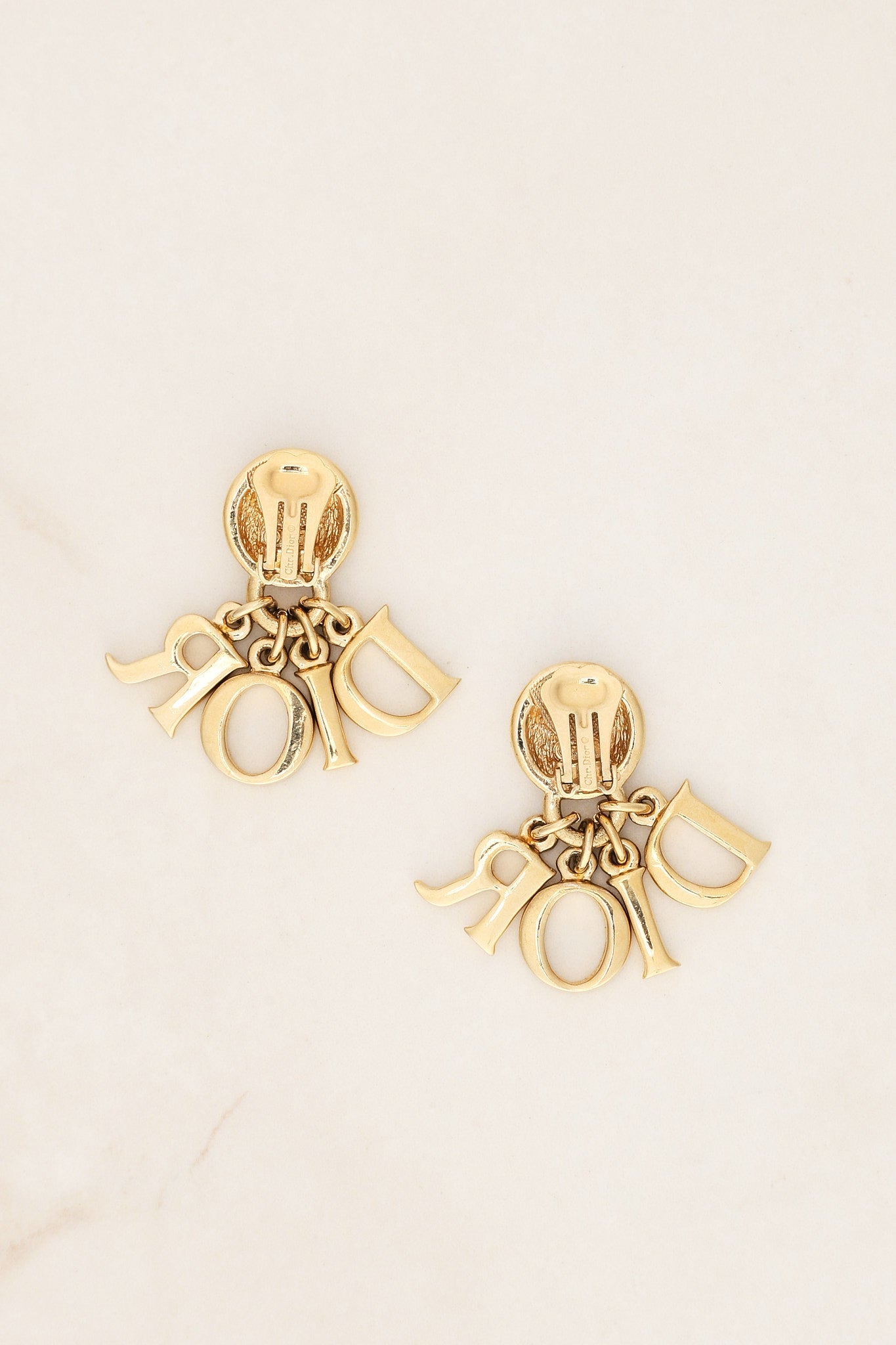 Dior Letter Logo Crystal Clip-On Earrings