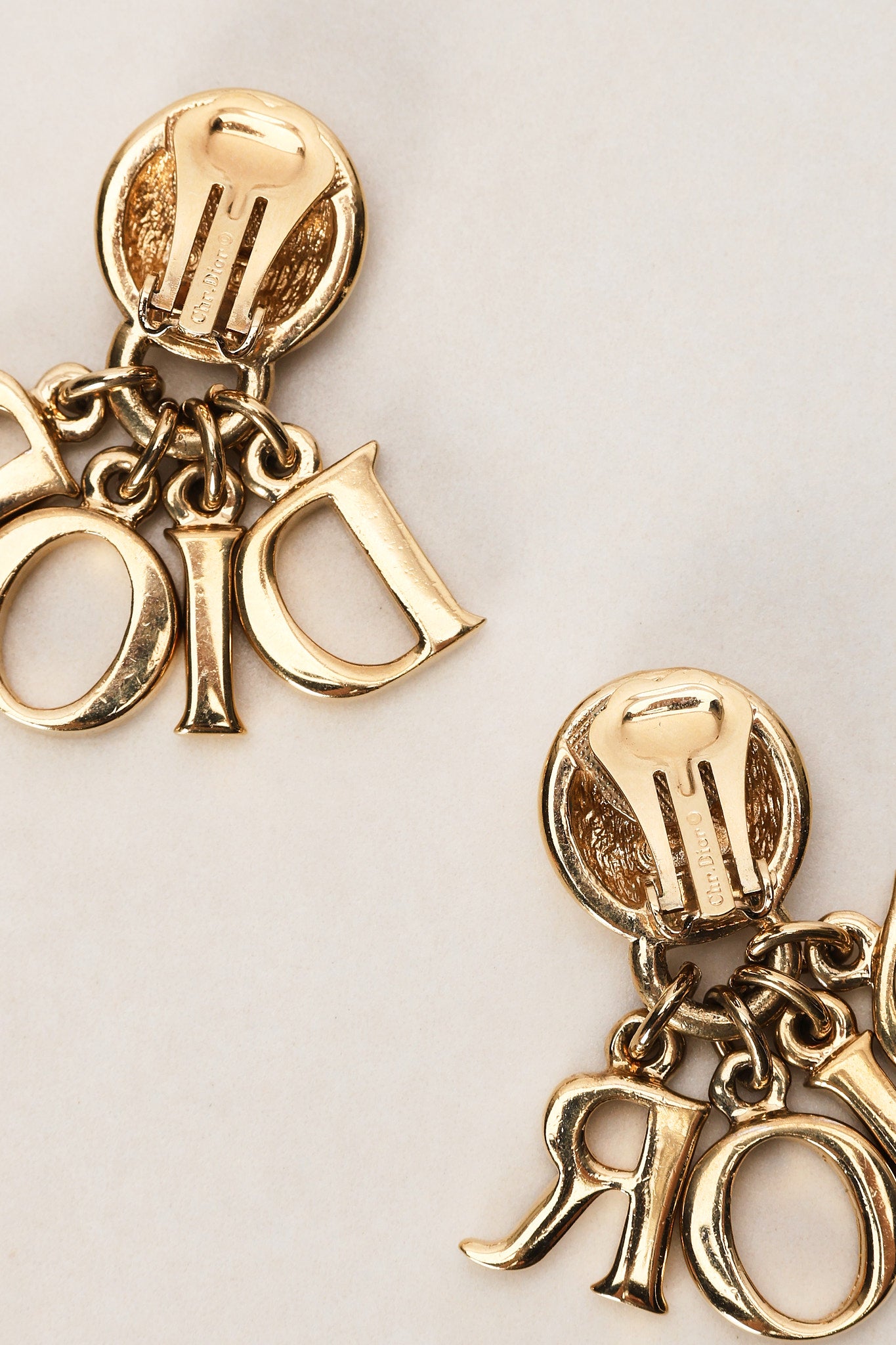 Dior Letter Logo Crystal Clip-On Earrings