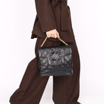 Chanel CC Chain Top Handle Bag Black Lambskin GHW