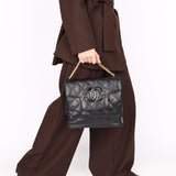 Chanel CC Chain Top Handle Bag Black Lambskin GHW