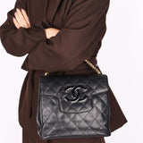 Chanel CC Chain Top Handle Bag Black Lambskin GHW