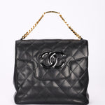 Chanel CC Chain Top Handle Bag Black Lambskin GHW