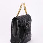 Chanel CC Chain Top Handle Bag Black Lambskin GHW