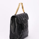 Chanel CC Chain Top Handle Bag Black Lambskin GHW