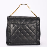 Chanel CC Chain Top Handle Bag Black Lambskin GHW