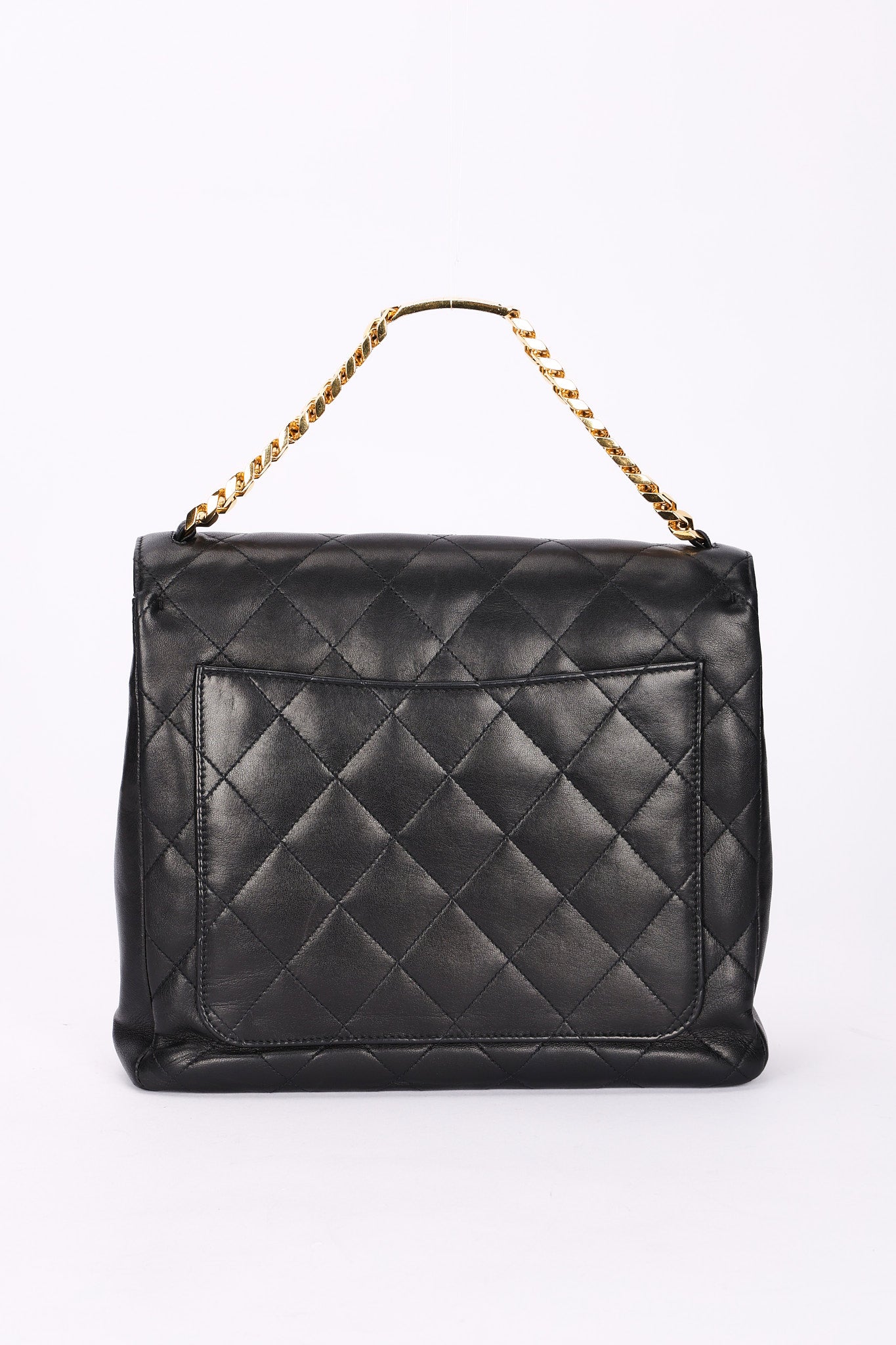 Chanel CC Chain Top Handle Bag Black Lambskin GHW