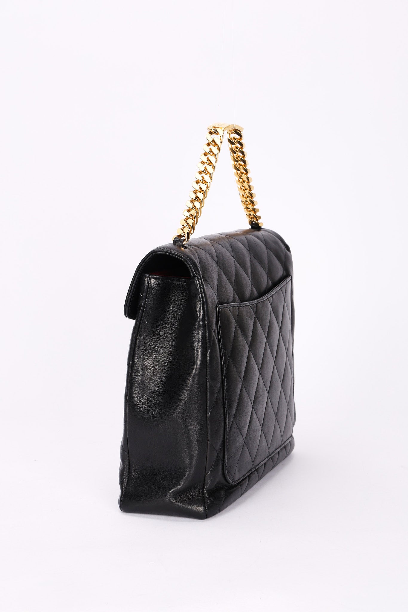 Chanel CC Chain Top Handle Bag Black Lambskin GHW
