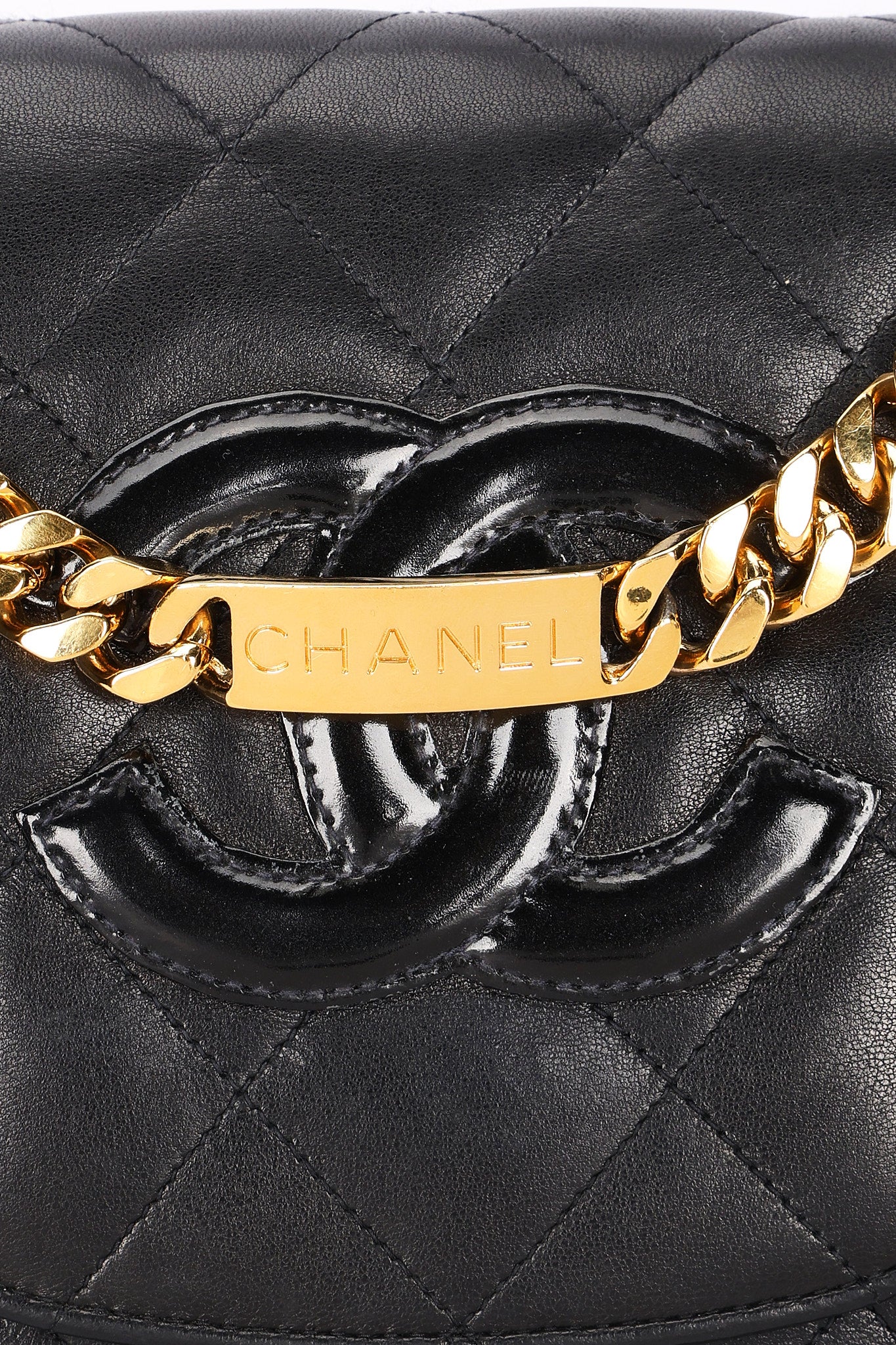 Chanel CC Chain Top Handle Bag Black Lambskin GHW