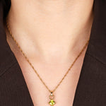 Vintage 18K Yellow Gold Peridot Pendant Necklace