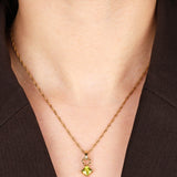 Vintage 18K Yellow Gold Peridot Pendant Necklace