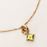 Vintage 18K Yellow Gold Peridot Pendant Necklace