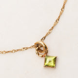 Vintage 18K Yellow Gold Peridot Pendant Necklace