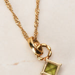 Vintage 18K Yellow Gold Peridot Pendant Necklace