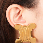 Vintage Celine Triomphe Clip-On Earrings 24K GP