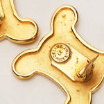 Vintage Celine Triomphe Clip-On Earrings 24K GP
