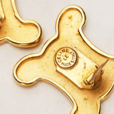 Vintage Celine Triomphe Clip-On Earrings 24K GP