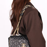 Chanel Tweed Trim Single Flap Black Calfskin 2011 AGHW
