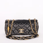 Chanel Tweed Trim Single Flap Black Calfskin AGHW