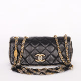 Chanel Tweed Trim Single Flap Black Calfskin AGHW