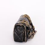 Chanel Tweed Trim Single Flap Black Calfskin AGHW