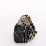 Chanel Tweed Trim Single Flap Black Calfskin AGHW