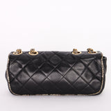 Chanel Tweed Trim Single Flap Black Calfskin AGHW